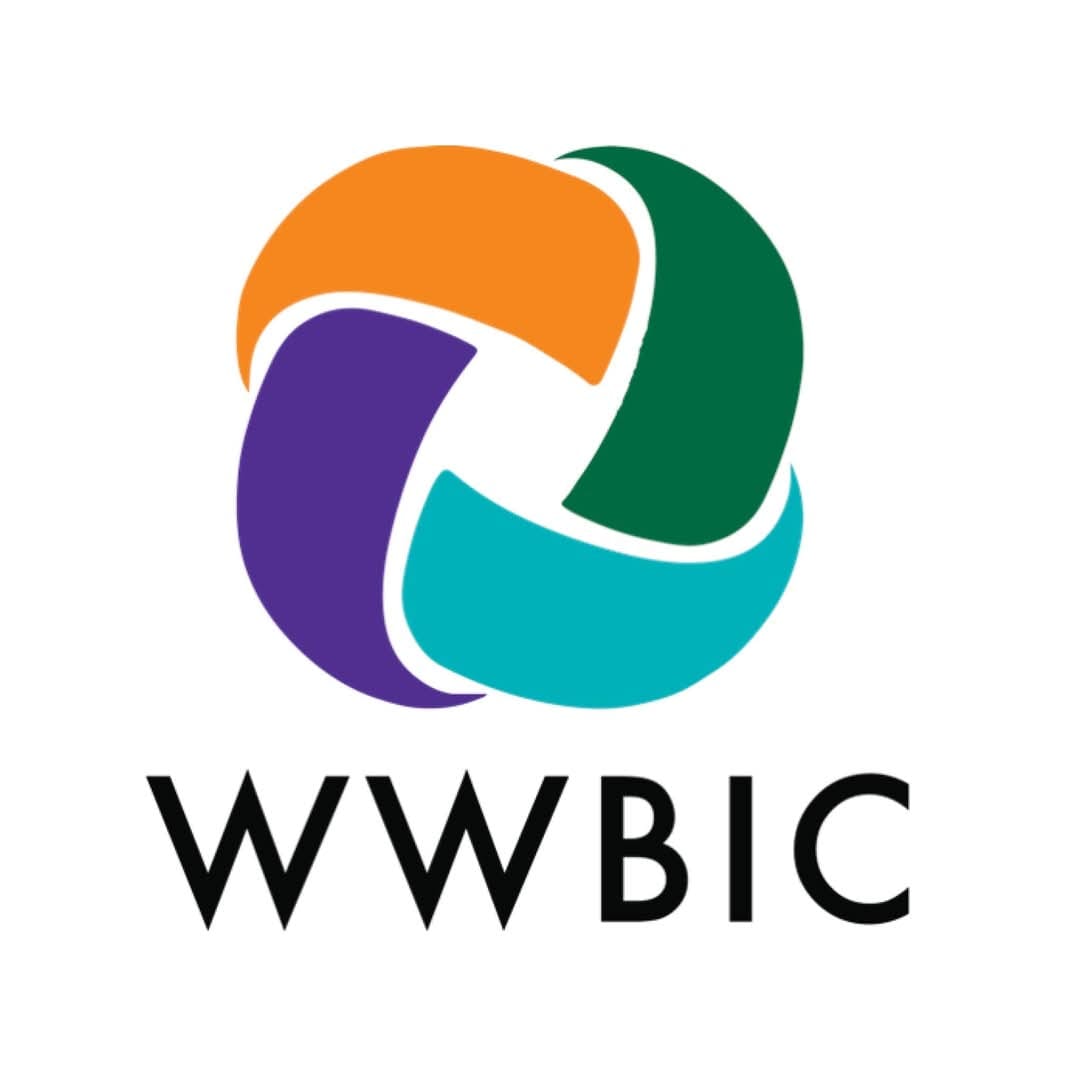 WWBIC logo featuring interlocking loops in orange, green, teal, and purple on a white background
