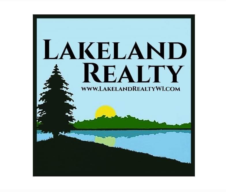 Logo of Lakeland Realty with a silhouetted tree, blue sky, and lake at sunrise or sunset