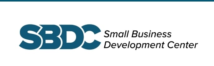 Logo of the Small Business Development Center with teal and white colors